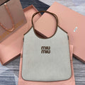 MiuMiu 5BG231 IVY Canvas and Leather Bag Beige/Brandy