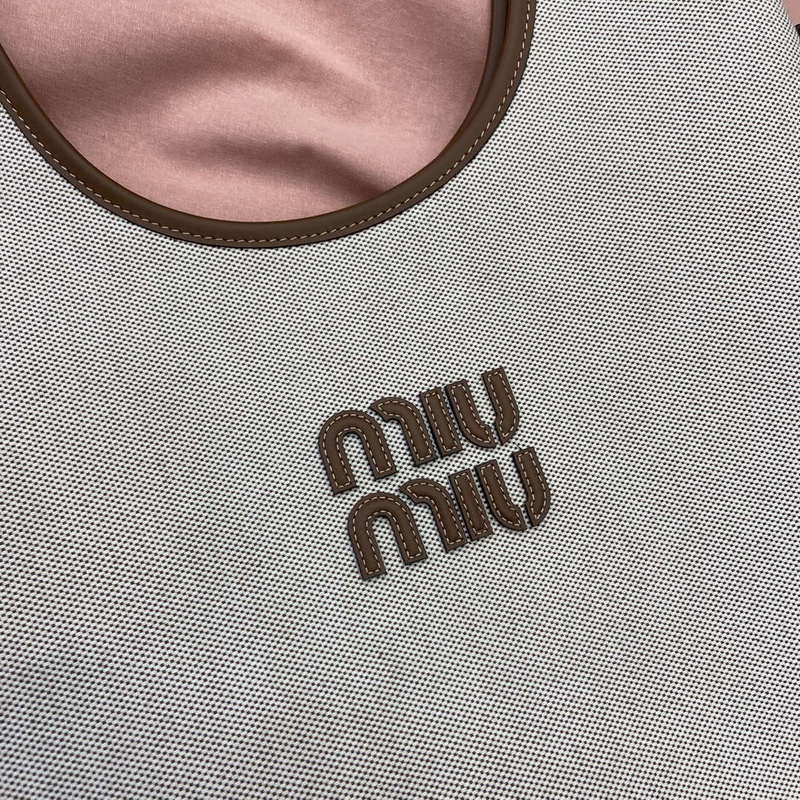 MiuMiu 5BG231 IVY Canvas and Leather Bag Beige/Brandy - Default Title - View 5