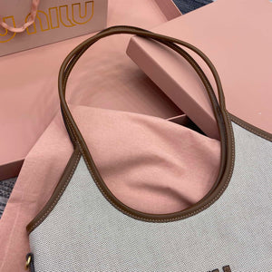 MiuMiu 5BG231 IVY Canvas and Leather Bag Beige/Brandy - Default Title - View 6