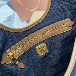 MiuMiu 5BG231 IVY Canvas and Leather Bag Black denim - Default Title - View 10