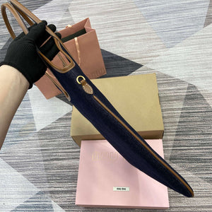 MiuMiu 5BG231 IVY Canvas and Leather Bag Black denim - Default Title - View 5
