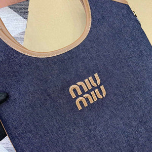 MiuMiu 5BG231 IVY Canvas and Leather Bag Black denim - Default Title - View 7
