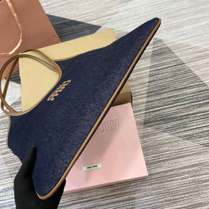 MiuMiu 5BG231 IVY Canvas and Leather Bag Black denim - Default Title - View 8