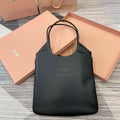 MiuMiu 5BG231 IVY Cowhide Tote Shoulder Bag Black