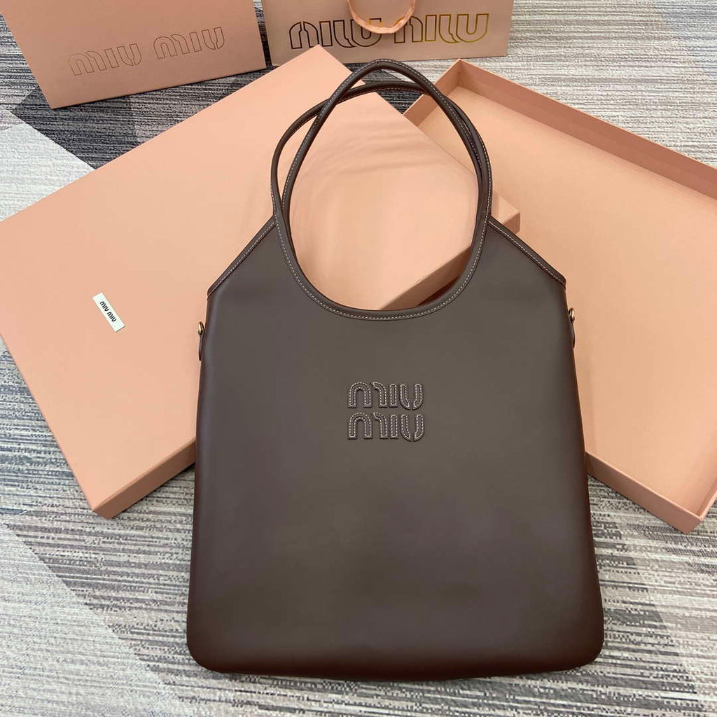 MiuMiu 5BG231 IVY Cowhide Tote Shoulder Bag Briarwood