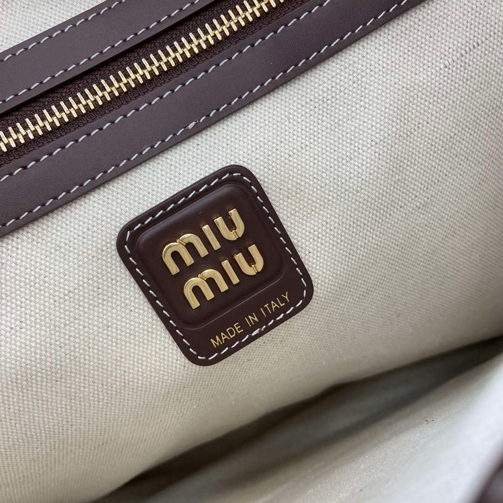 MiuMiu 5BG231 IVY Cowhide Tote Shoulder Bag Briarwood