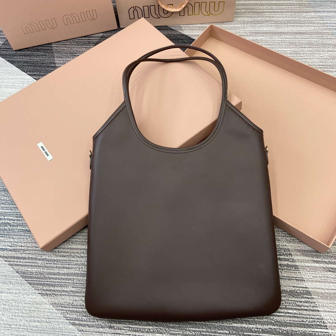 MiuMiu 5BG231 IVY Cowhide Tote Shoulder Bag Briarwood