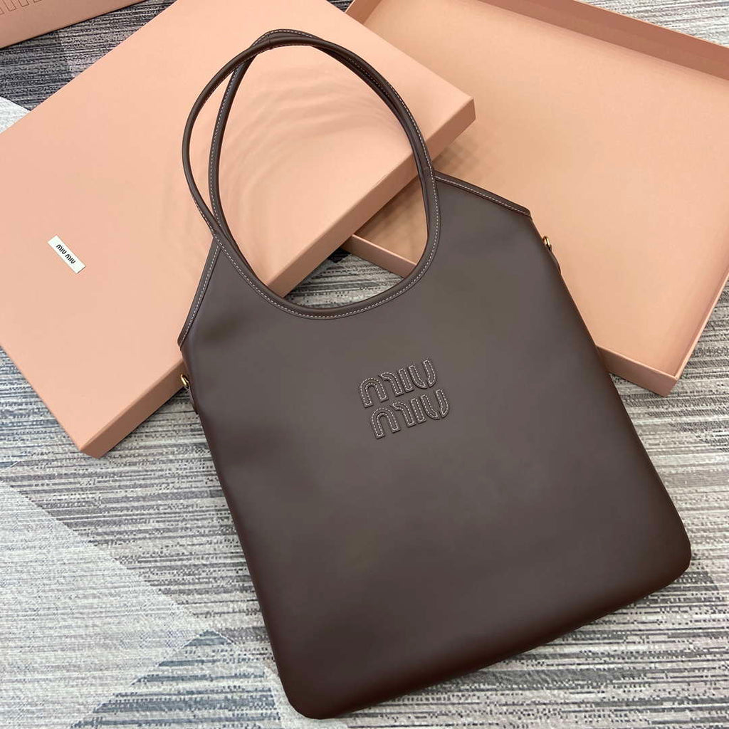 MiuMiu 5BG231 IVY Cowhide Tote Shoulder Bag Briarwood