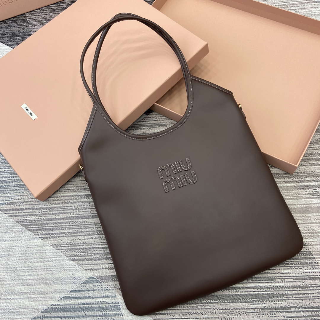 MiuMiu 5BG231 IVY Cowhide Tote Shoulder Bag Briarwood