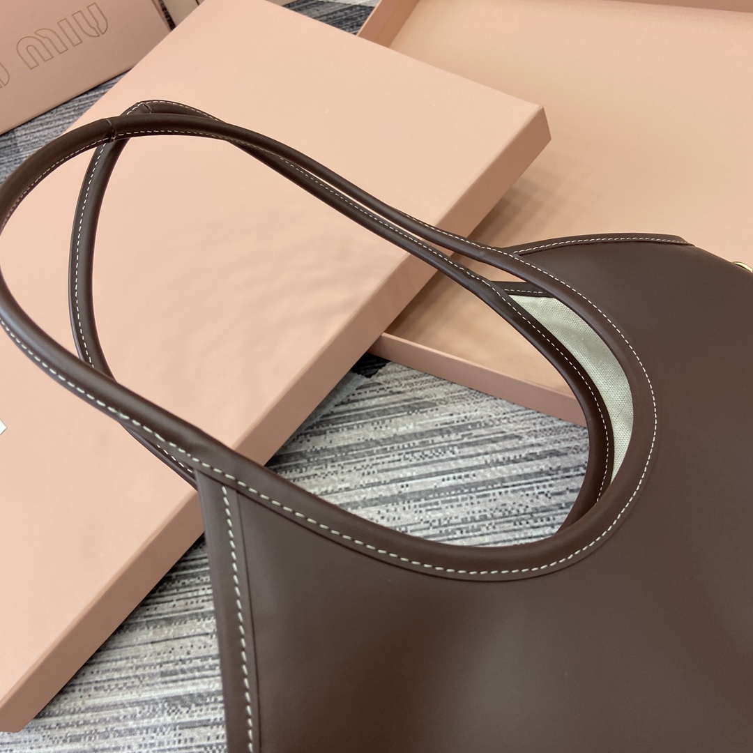 MiuMiu 5BG231 IVY Cowhide Tote Shoulder Bag Briarwood