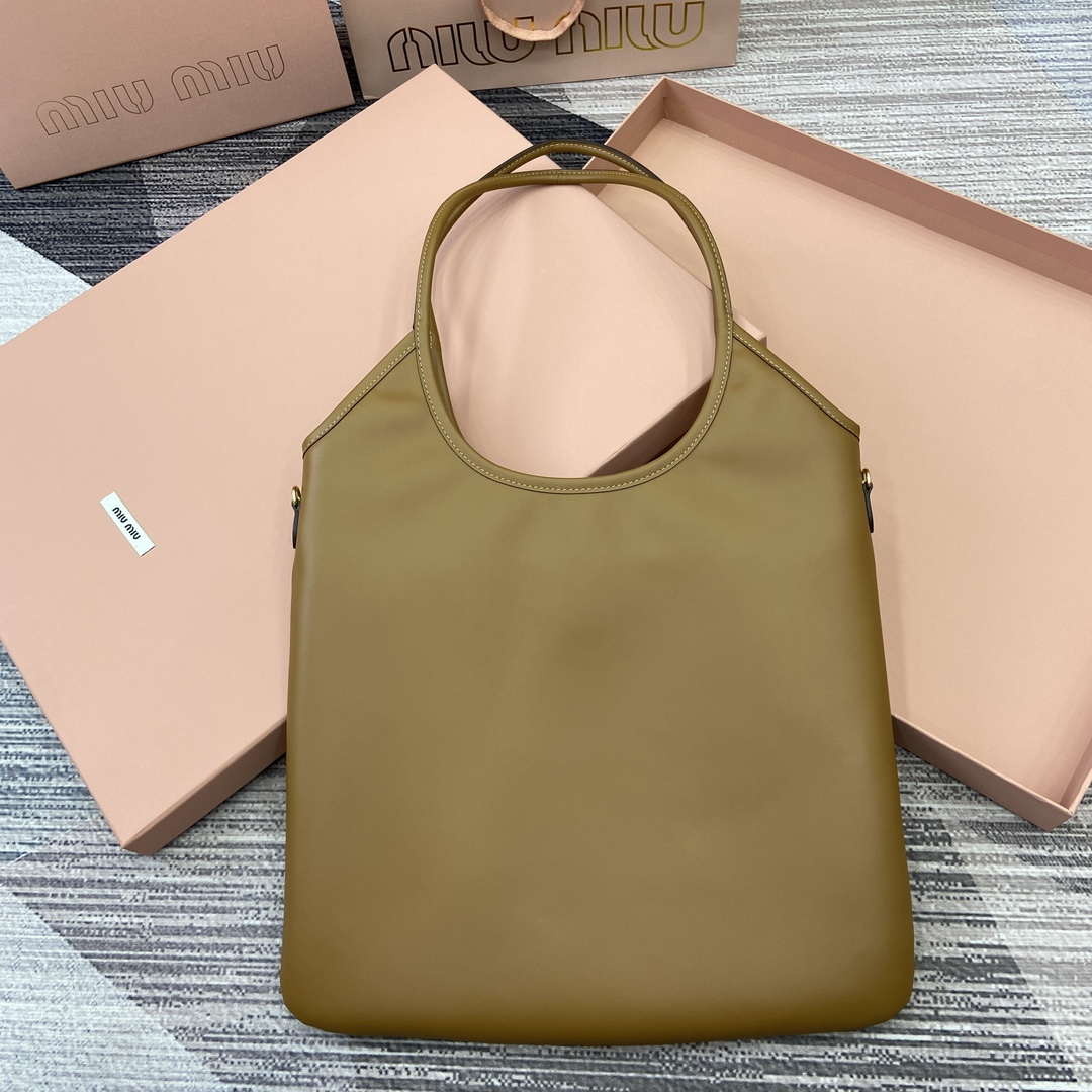 MiuMiu 5BG231 IVY Cowhide Tote Shoulder Bag Cognac