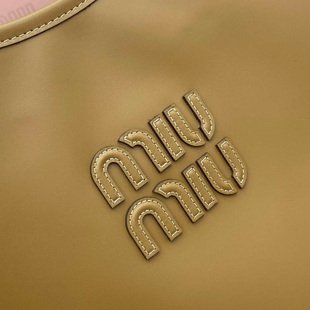 MiuMiu 5BG231 IVY Cowhide Tote Shoulder Bag Cognac