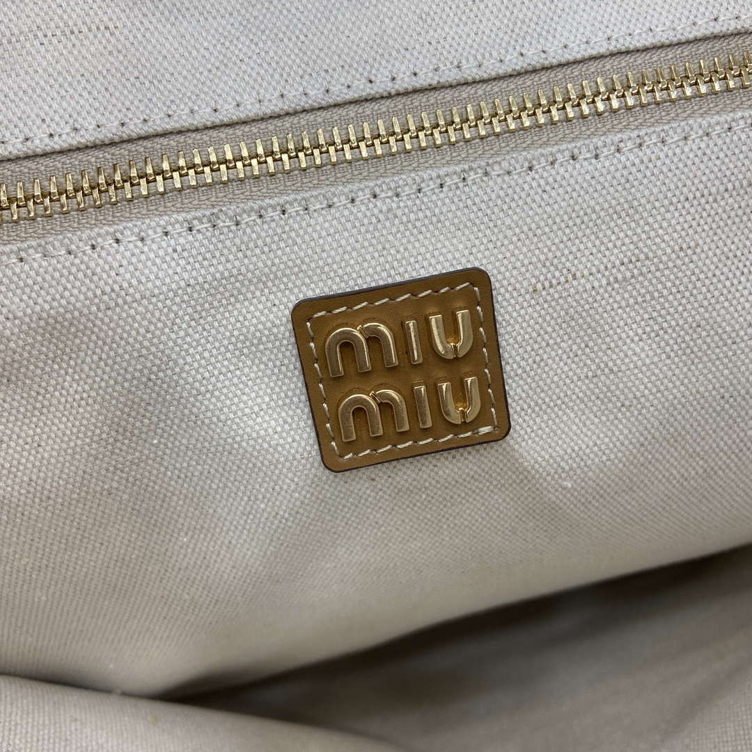 MiuMiu 5BG231 IVY Cowhide Tote Shoulder Bag Cognac