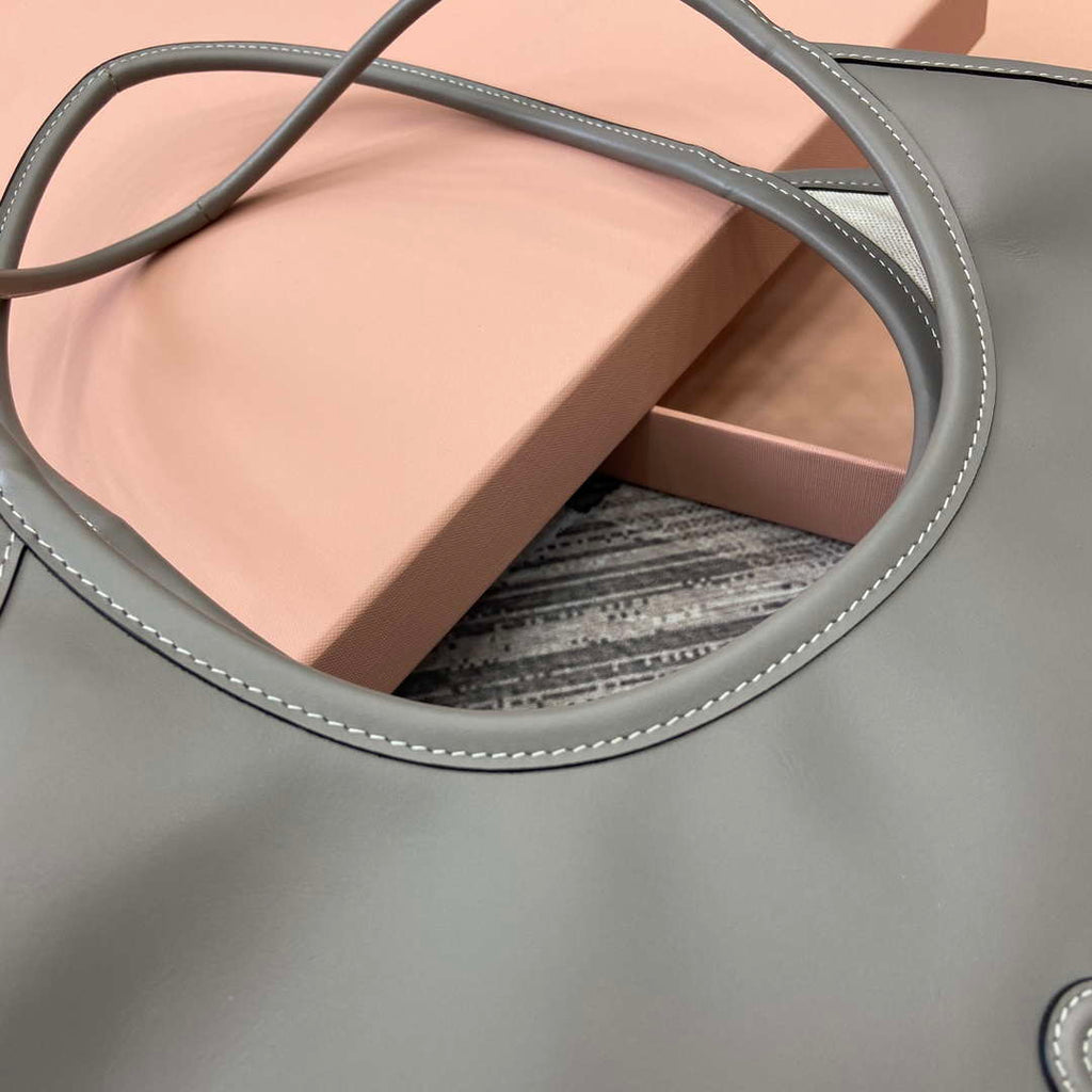 MiuMiu 5BG231 IVY Cowhide Tote Shoulder Bag Gray