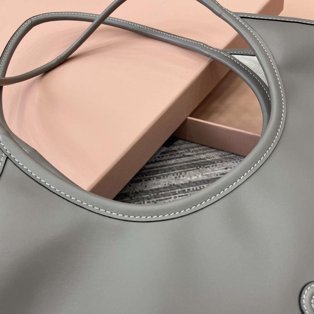 MiuMiu 5BG231 IVY Cowhide Tote Shoulder Bag Gray