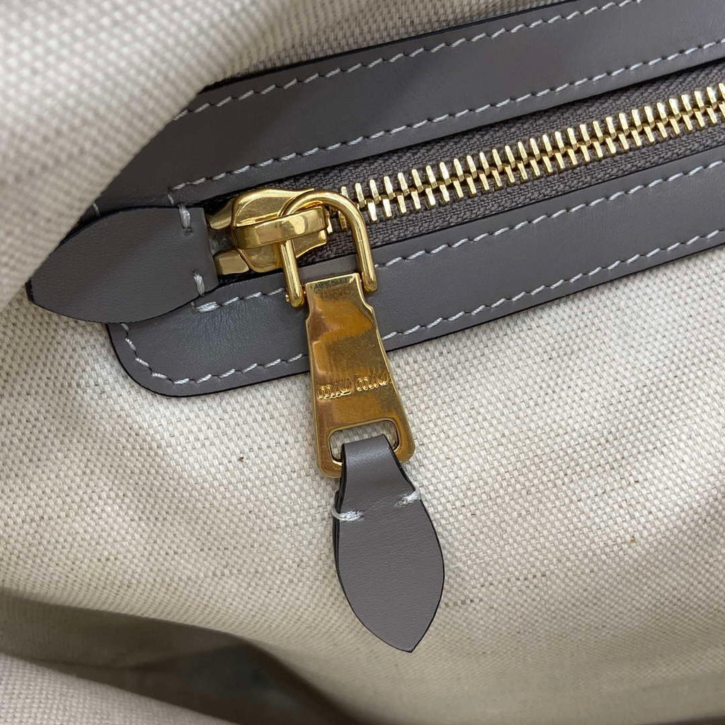 MiuMiu 5BG231 IVY Cowhide Tote Shoulder Bag Gray