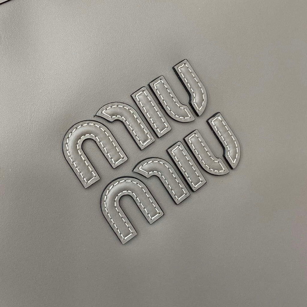 MiuMiu 5BG231 IVY Cowhide Tote Shoulder Bag Gray