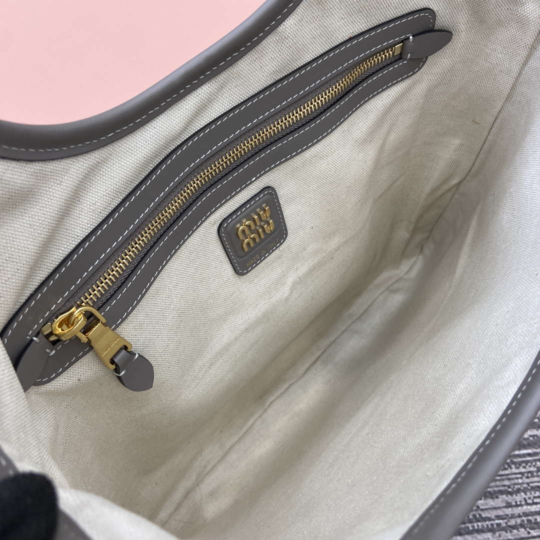 MiuMiu 5BG231 IVY Cowhide Tote Shoulder Bag Gray