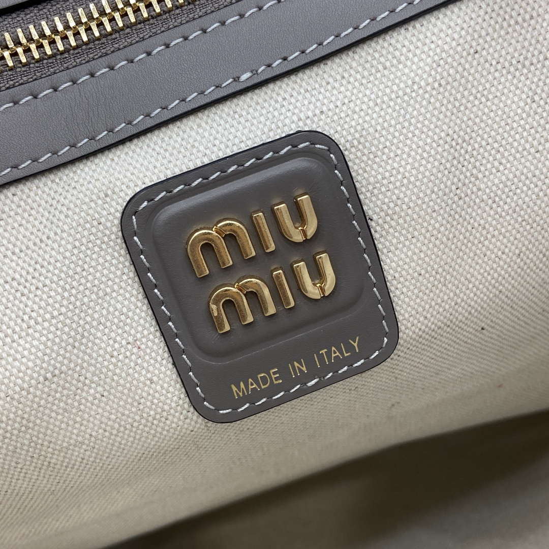 MiuMiu 5BG231 IVY Cowhide Tote Shoulder Bag Gray