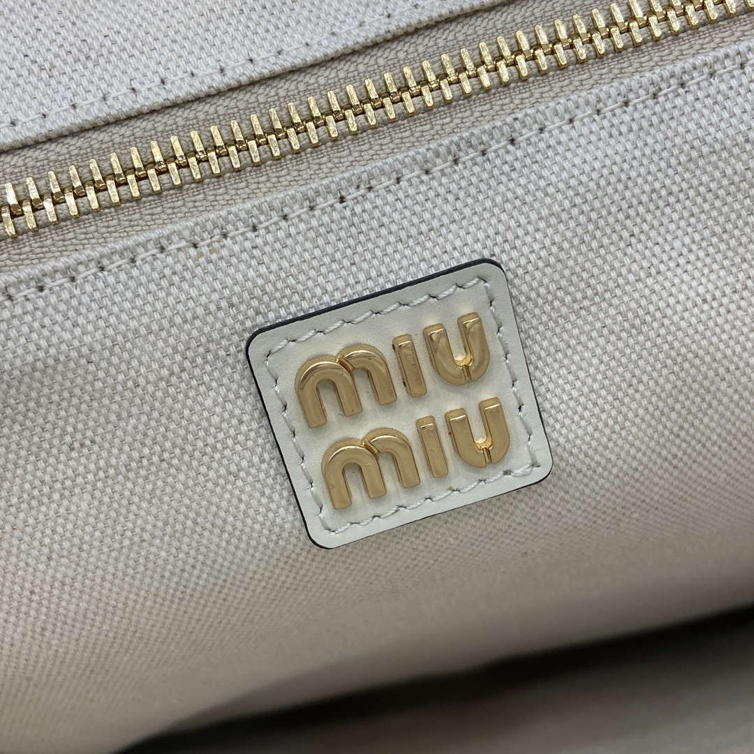 MiuMiu 5BG231 IVY Cowhide Tote Shoulder Bag White