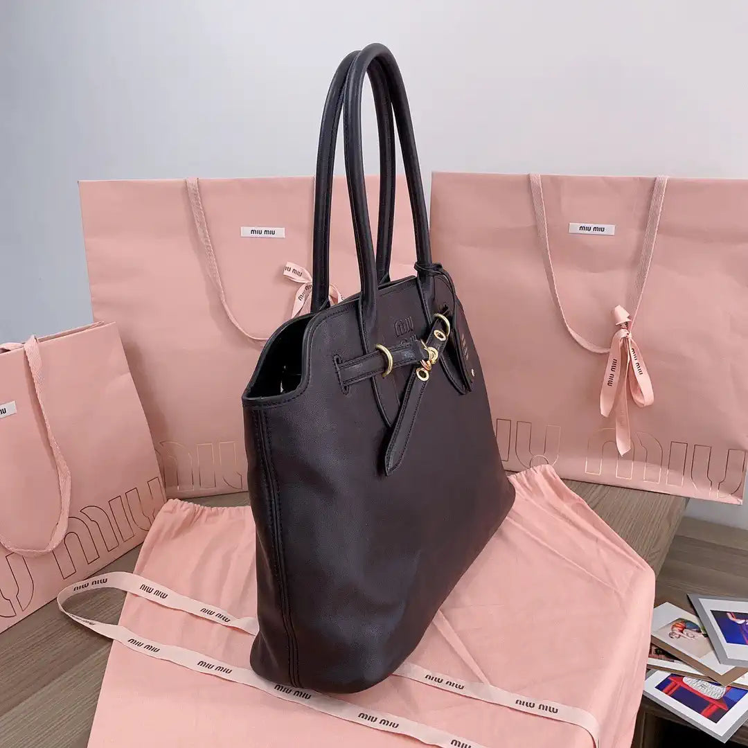 MiuMiu 5BG291 Aventure nappa leather Medium bag Black