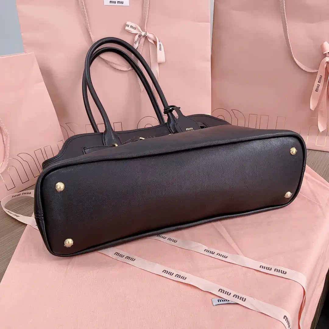MiuMiu 5BG291 Aventure nappa leather Medium bag Black