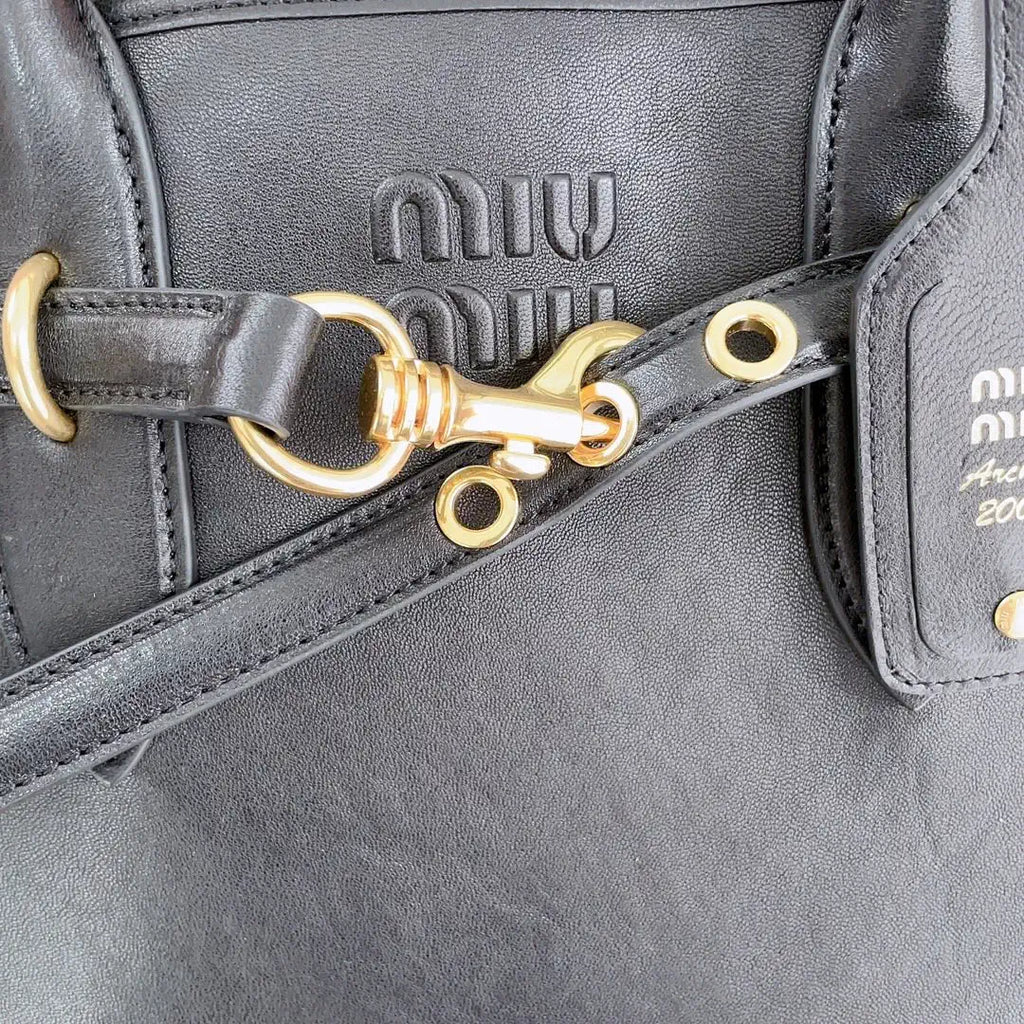 MiuMiu 5BG291 Aventure nappa leather Medium bag Black