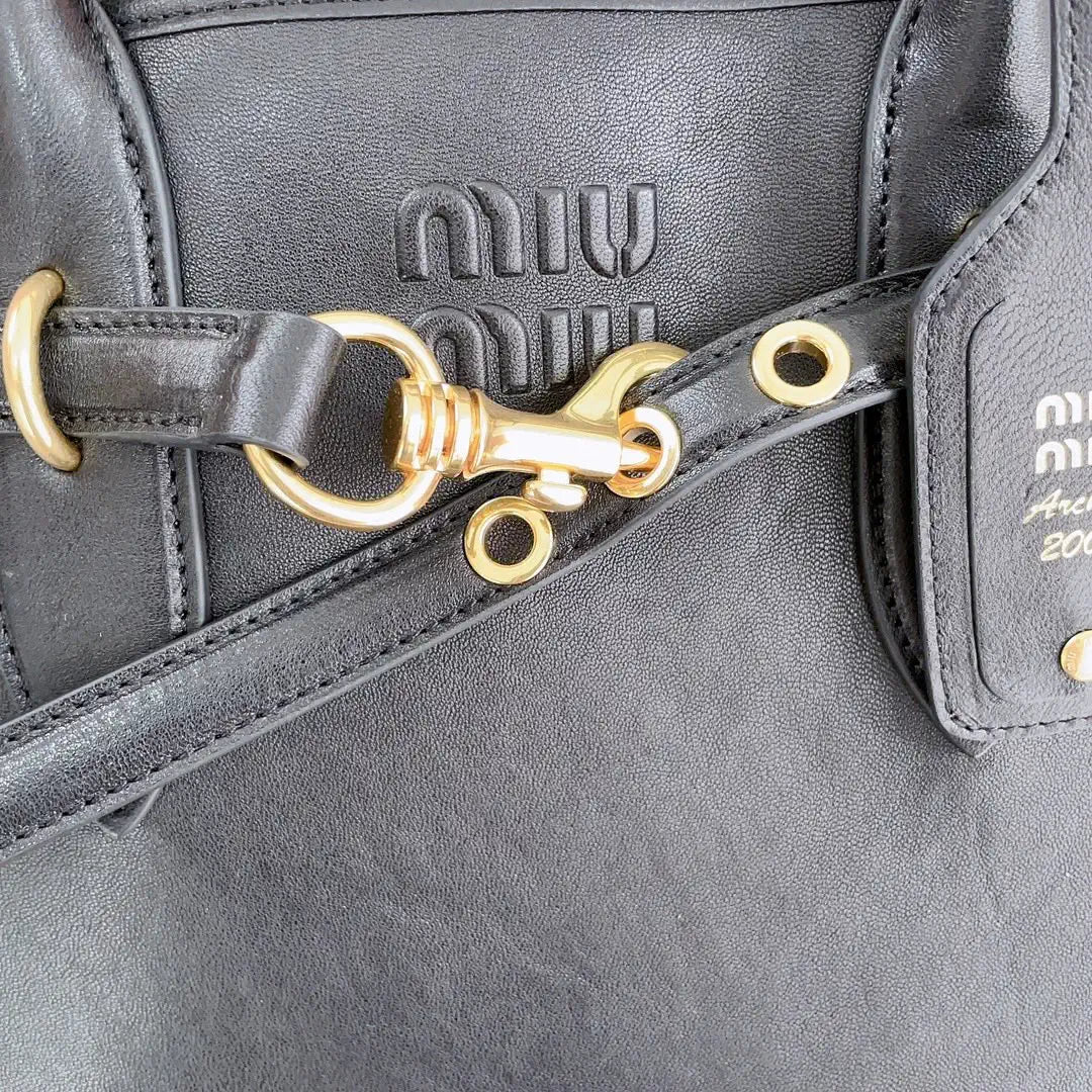 MiuMiu 5BG291 Aventure nappa leather Medium bag Black