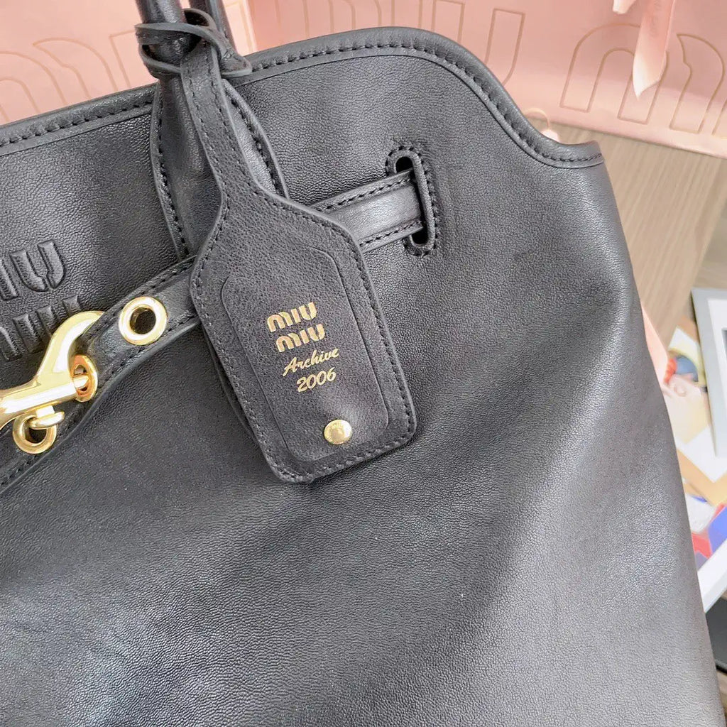 MiuMiu 5BG291 Aventure nappa leather Medium bag Black