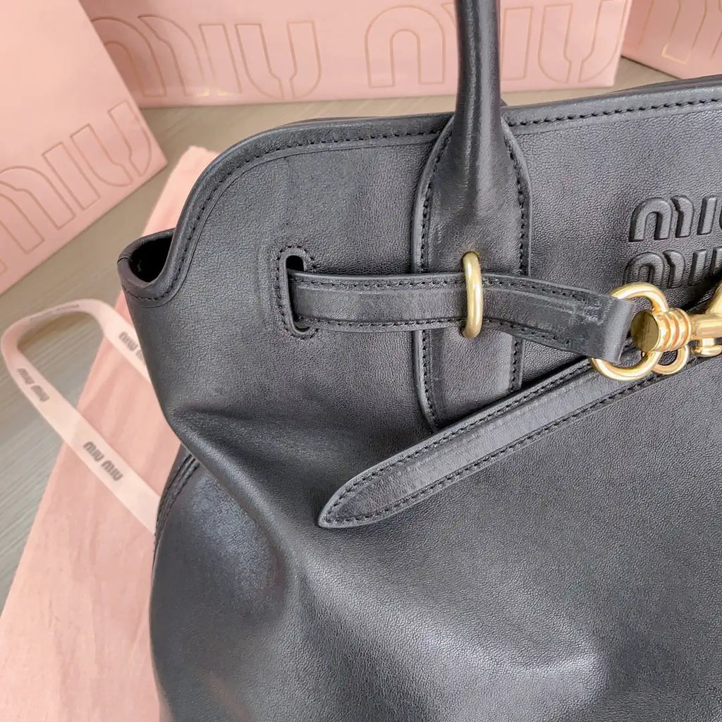 MiuMiu 5BG291 Aventure nappa leather Medium bag Black