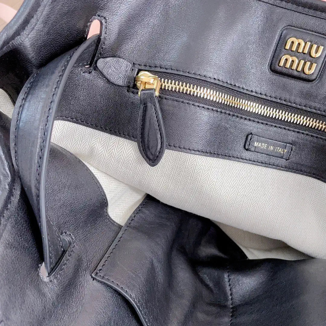 MiuMiu 5BG291 Aventure nappa leather Medium bag Black