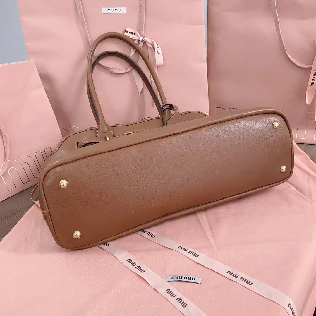MiuMiu 5BG291 Aventure nappa leather Medium bag Brown