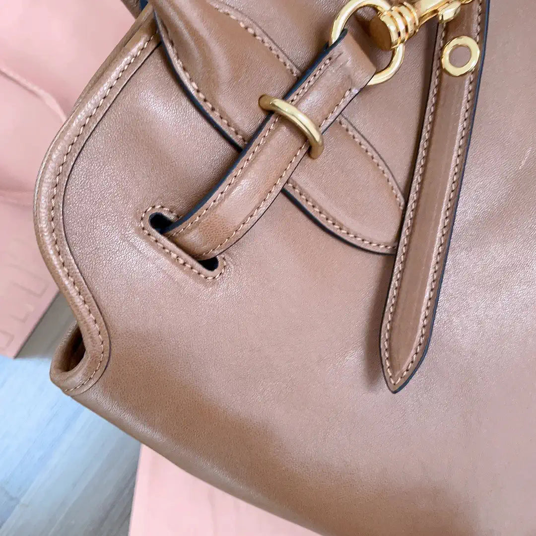 MiuMiu 5BG291 Aventure nappa leather Medium bag Brown