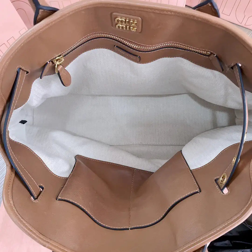 MiuMiu 5BG291 Aventure nappa leather Medium bag Brown