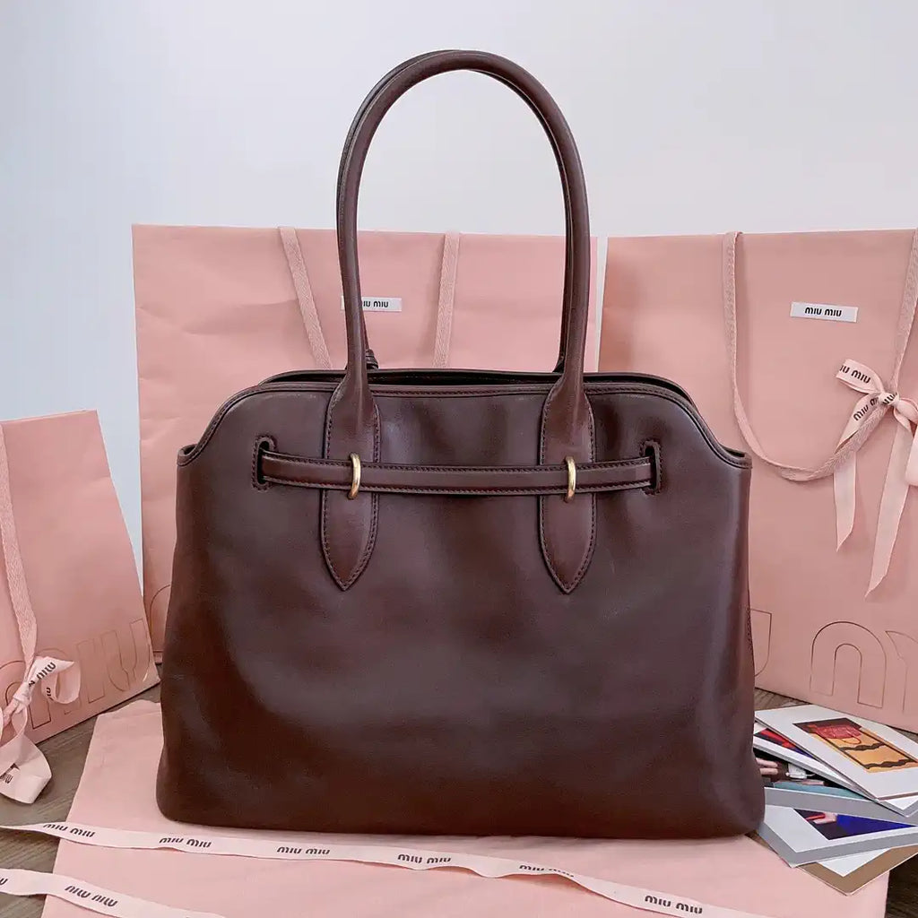 MiuMiu 5BG291 Aventure nappa leather Medium bag dark Brown