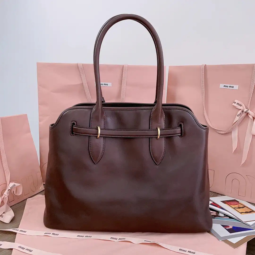 MiuMiu 5BG291 Aventure nappa leather Medium bag dark Brown