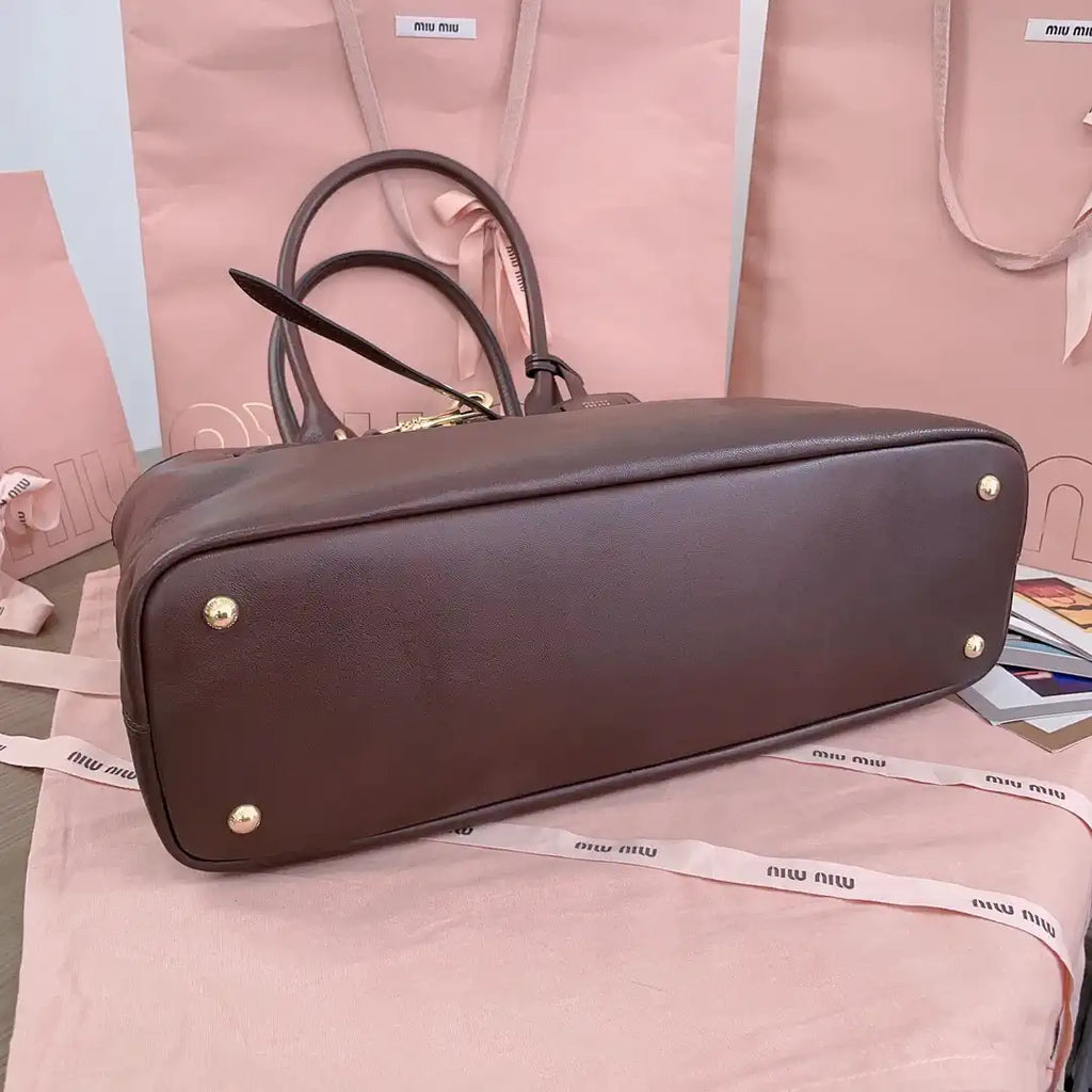 MiuMiu 5BG291 Aventure nappa leather Medium bag dark Brown