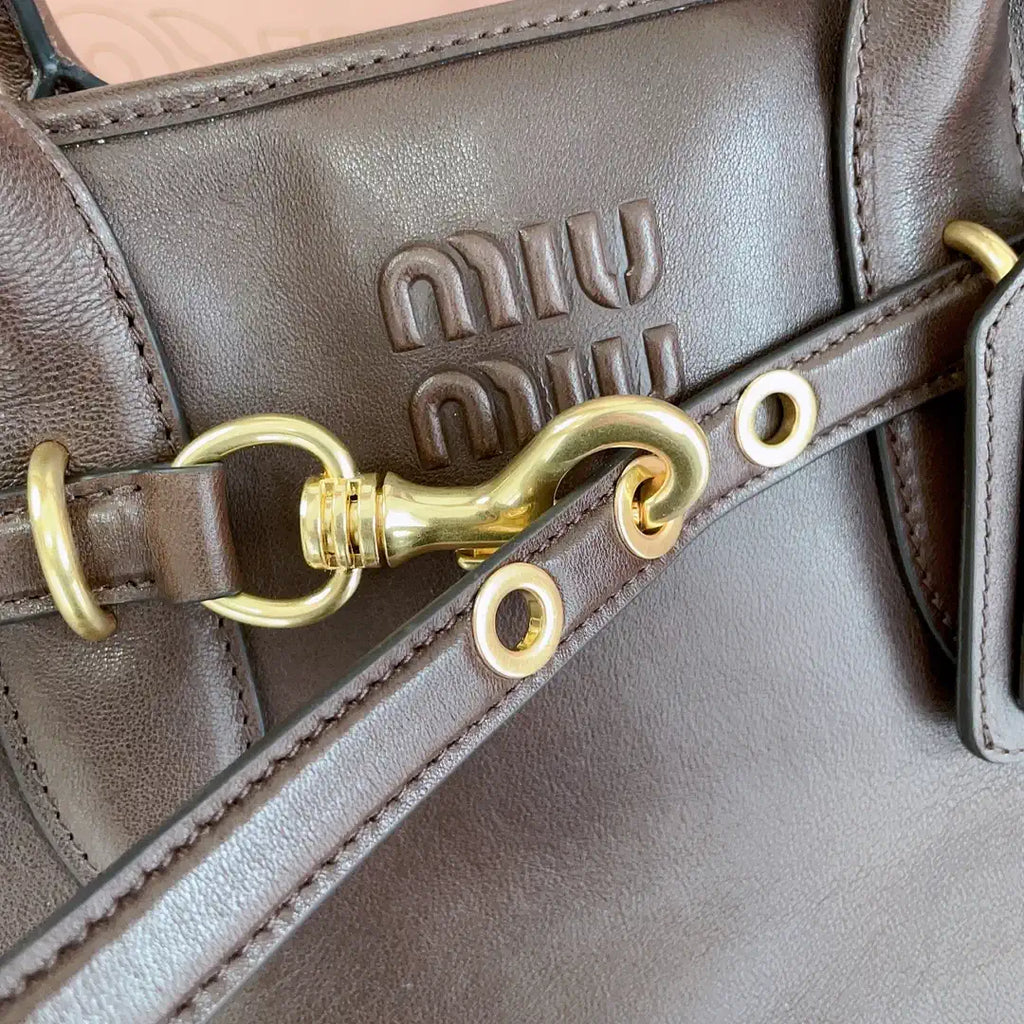 MiuMiu 5BG291 Aventure nappa leather Medium bag dark Brown