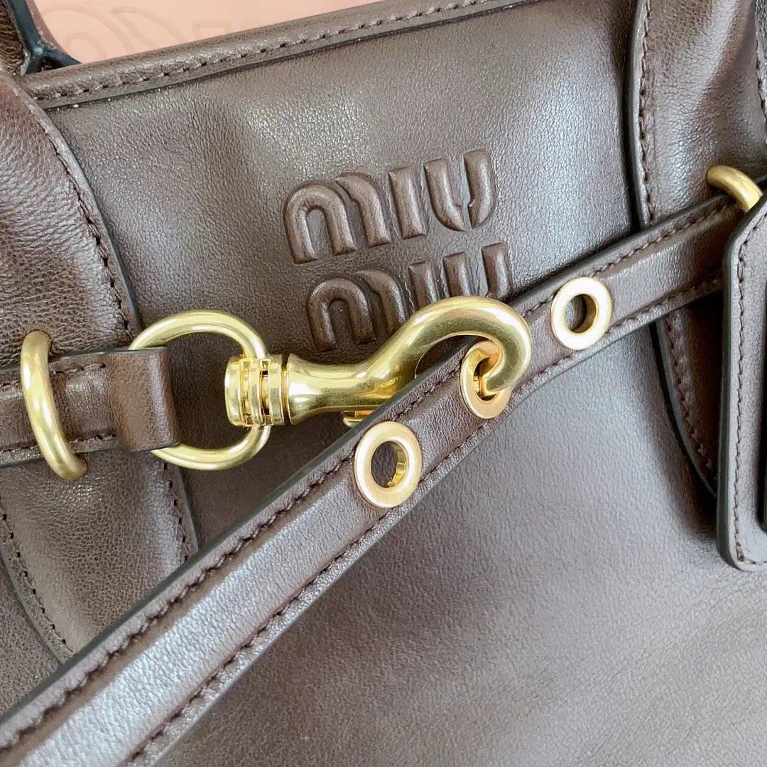 MiuMiu 5BG291 Aventure nappa leather Medium bag dark Brown