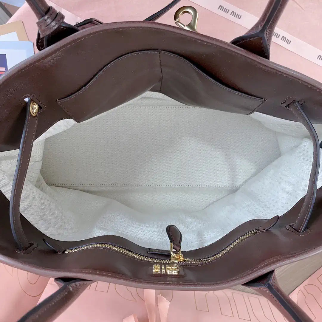 MiuMiu 5BG291 Aventure nappa leather Medium bag dark Brown