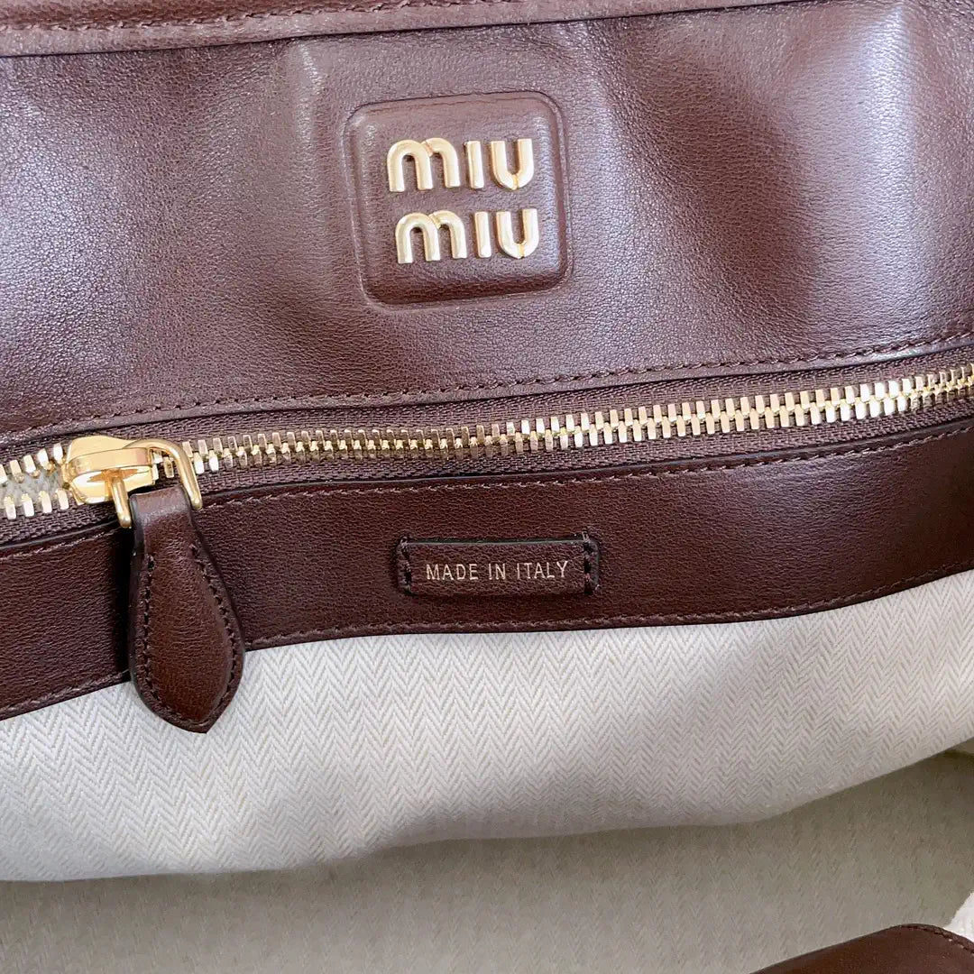MiuMiu 5BG291 Aventure nappa leather Medium bag dark Brown