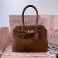 MiuMiu 5BG291 Aventure Suede leather Medium bag dark Brown