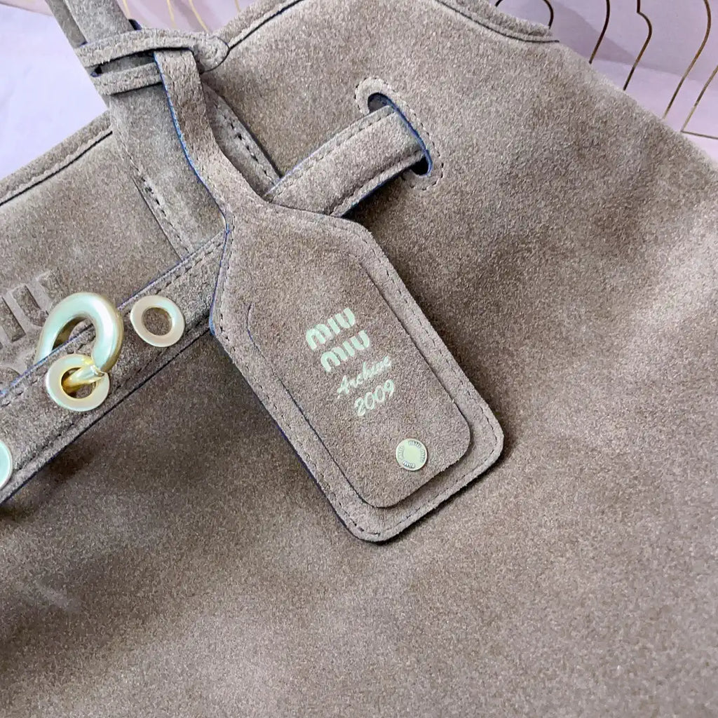 MiuMiu 5BG291 Aventure Suede leather Medium bag dark Brown