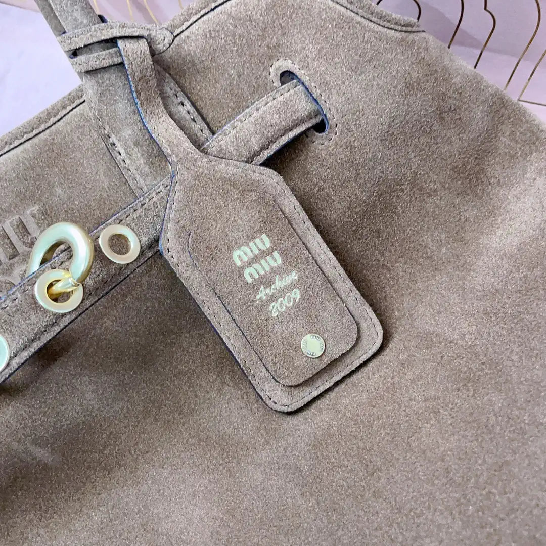 MiuMiu 5BG291 Aventure Suede leather Medium bag dark Brown