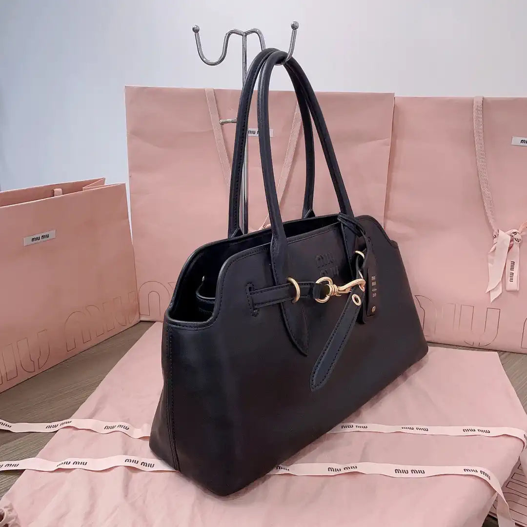 MiuMiu 5BG310 Aventure nappa leather Large bag Black