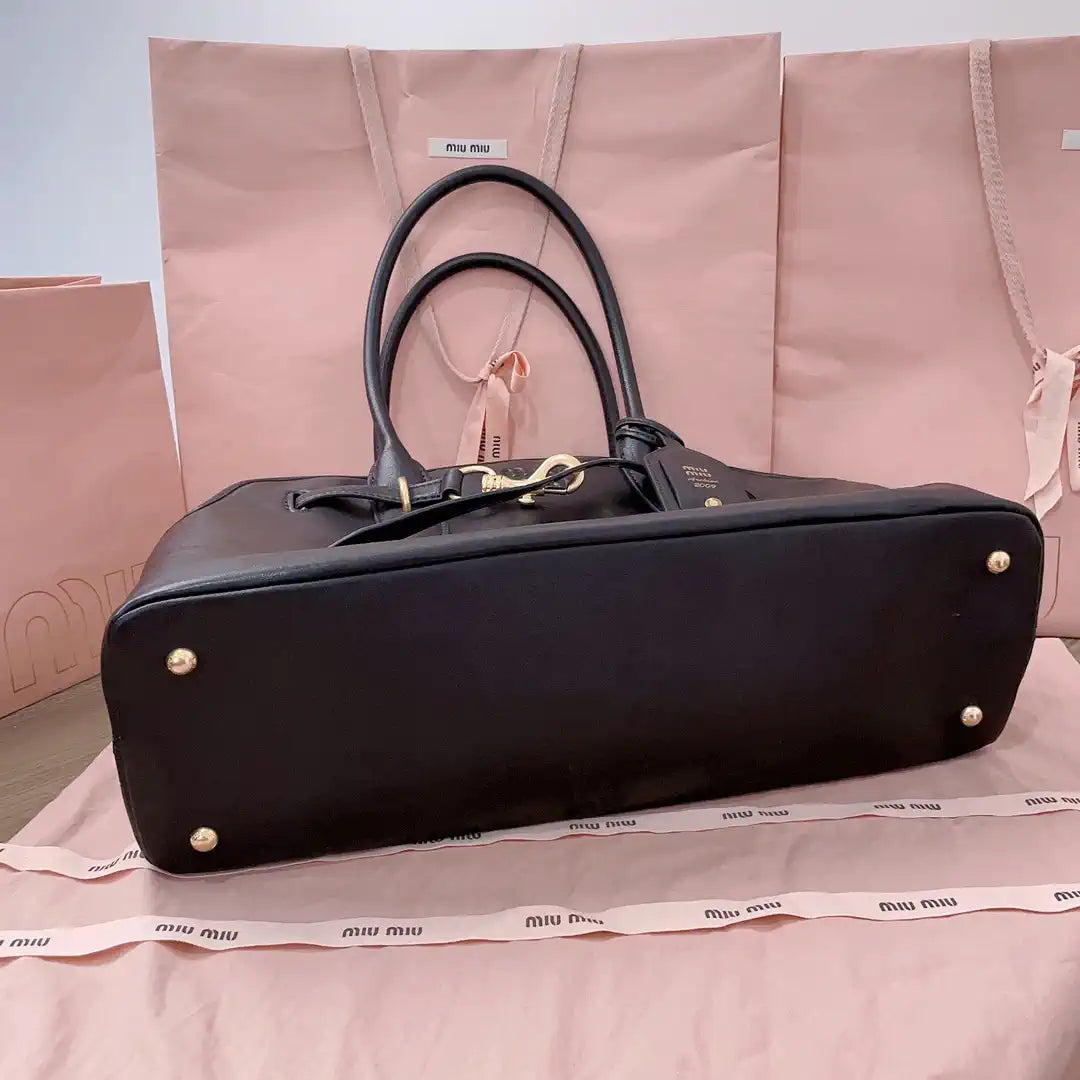 MiuMiu 5BG310 Aventure nappa leather Large bag Black