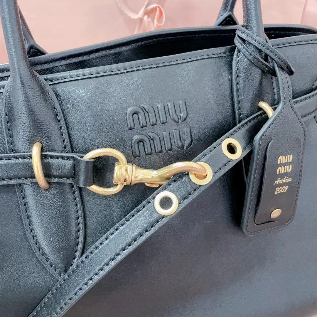 MiuMiu 5BG310 Aventure nappa leather Large bag Black