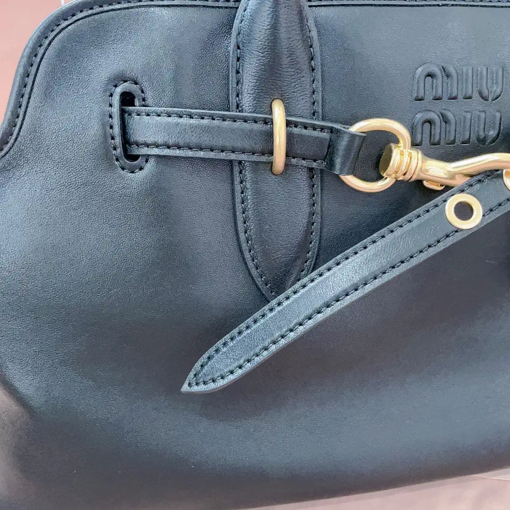 MiuMiu 5BG310 Aventure nappa leather Large bag Black
