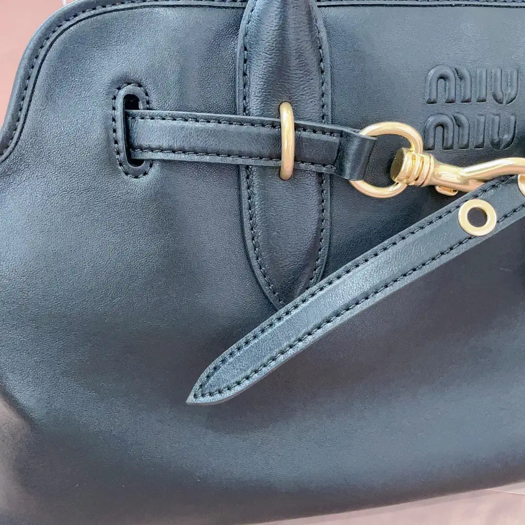 MiuMiu 5BG310 Aventure nappa leather Large bag Black