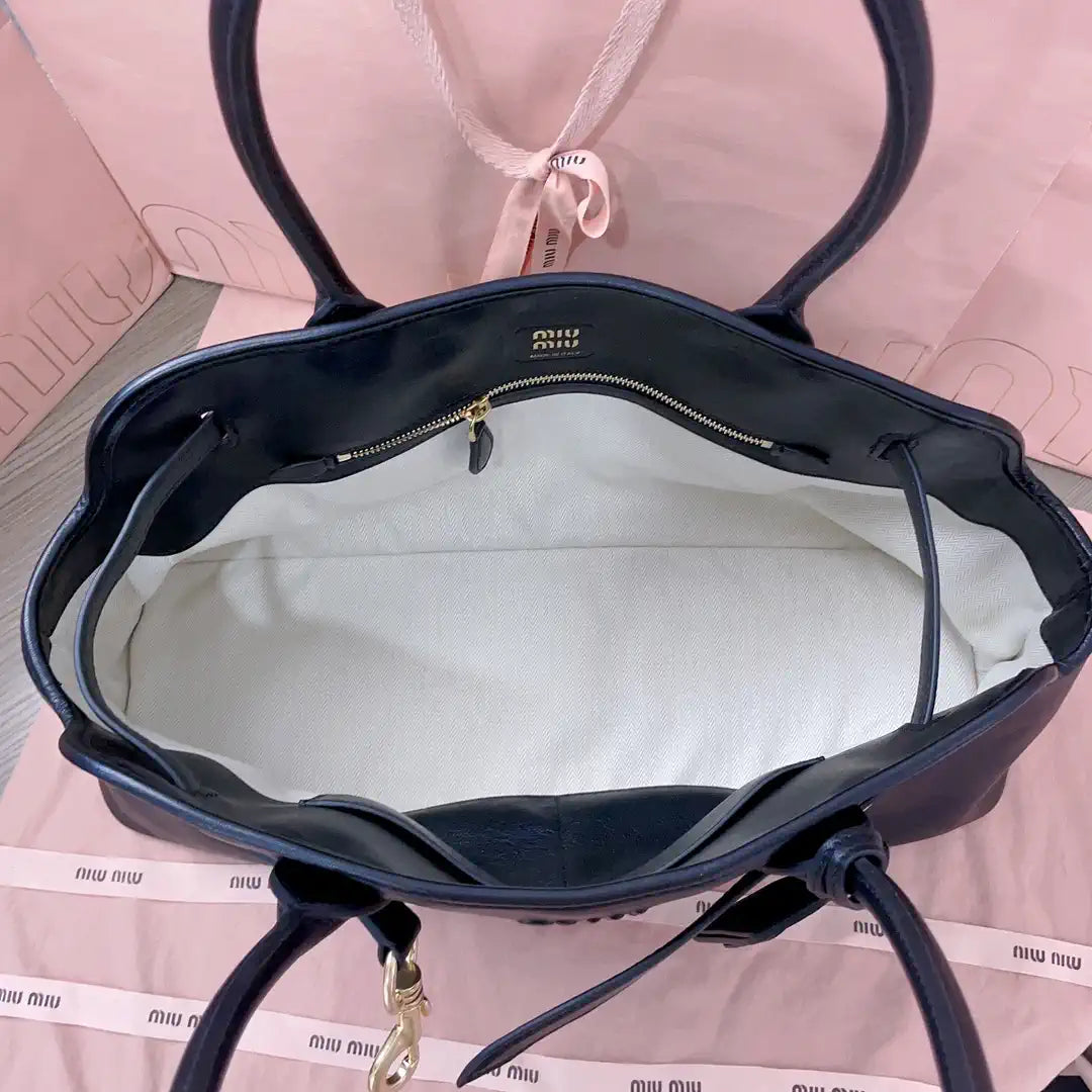 MiuMiu 5BG310 Aventure nappa leather Large bag Black